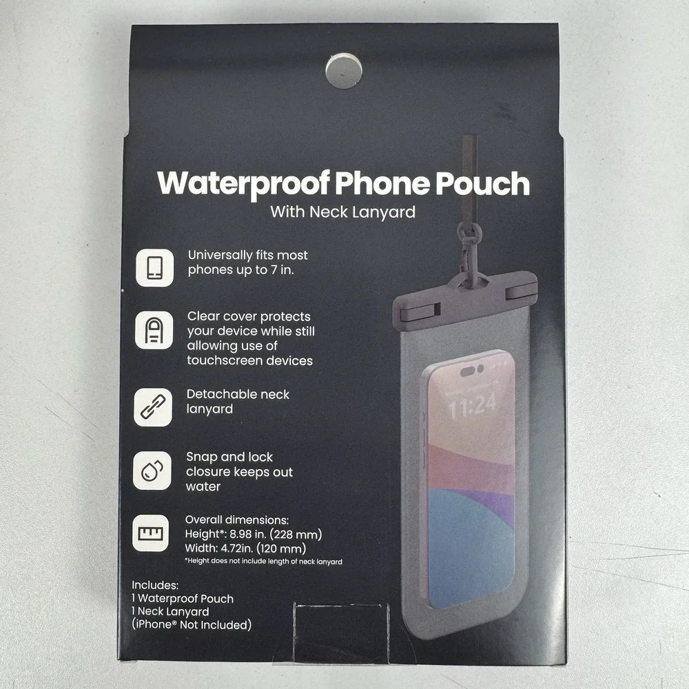 Waterproof Phone Pouch‎ Case Universal 7in Dry Bag Lanyard Beach Pool